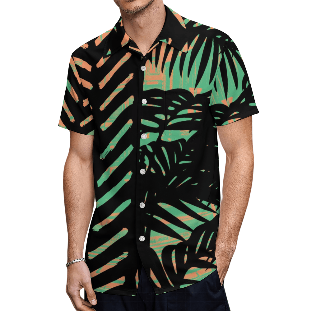 Men's Short Sleeve Shirt-Black Palms - Elementologie