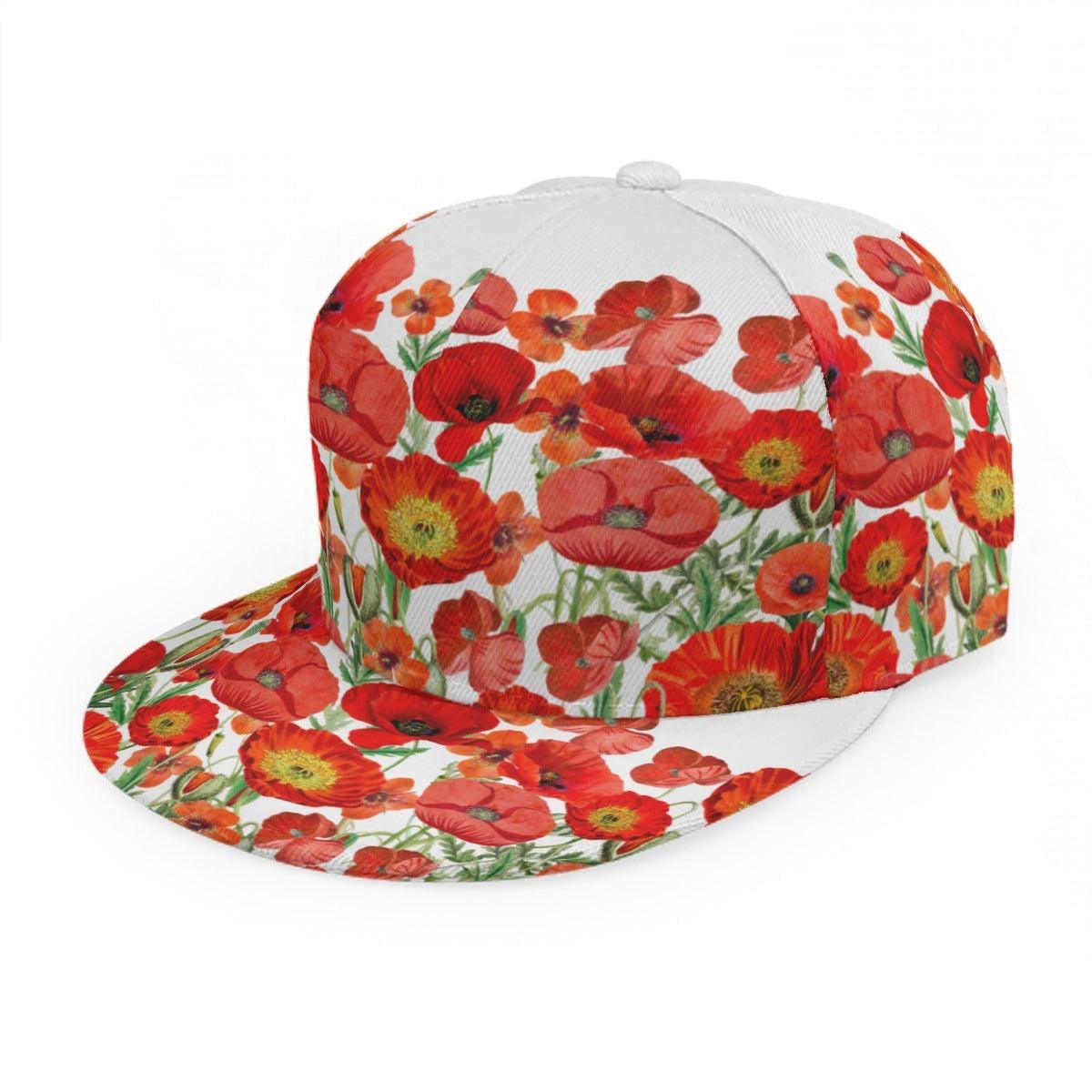 Flat Brim Hat- Poppies - Premium  from Elementologie - Just $12.99! Shop now at Elementologie