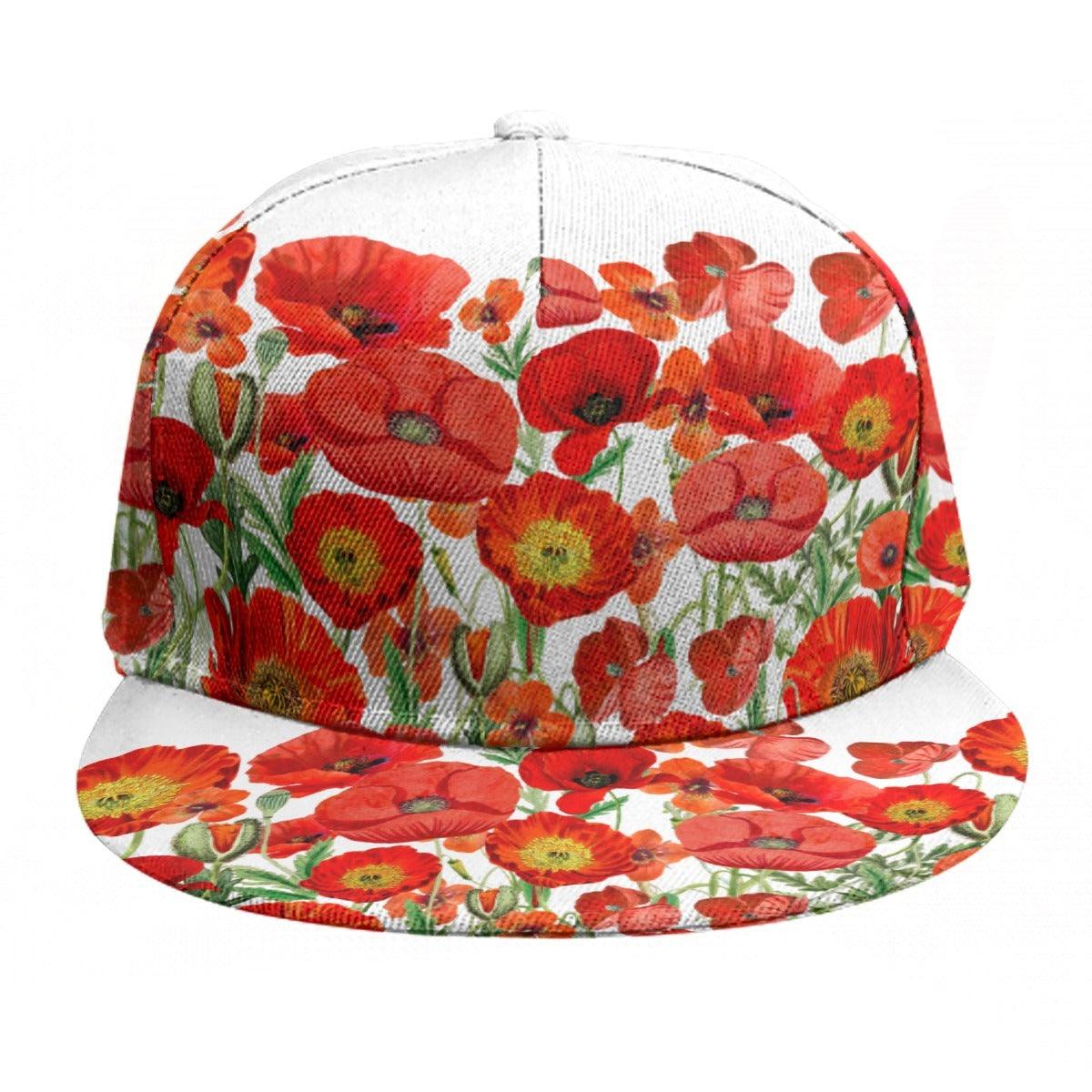 Flat Brim Hat- Poppies - Premium  from Elementologie - Just $12.99! Shop now at Elementologie
