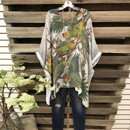 Women's Bat Sleeve Shirt-Yellow Parrots - Premium  from Elementologie - Just $24.95! Shop now at Elementologie