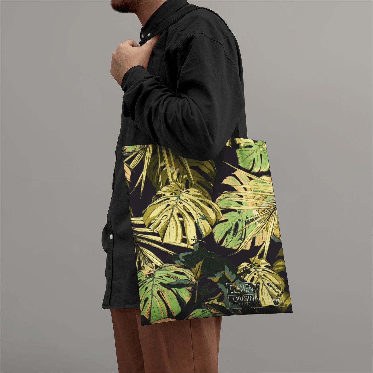 Heavy Duty and Strong Natural Canvas Tote Bag-Monstera Leaves - Premium  from Elementologie - Just $24.99! Shop now at Elementologie