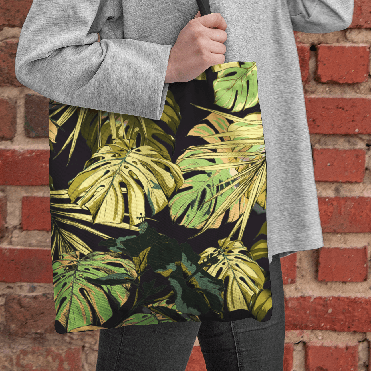 Heavy Duty and Strong Natural Canvas Tote Bag-Monstera Leaves - Premium  from Elementologie - Just $24.99! Shop now at Elementologie