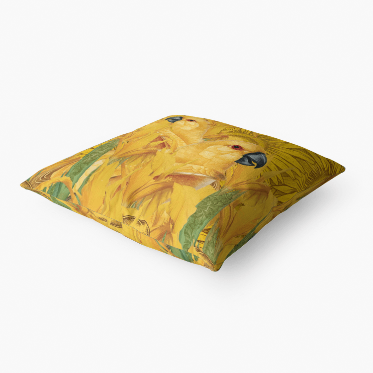 Elementologie Home- Premium Hypoallergenic Throw Pillow-Yellow Parrots - Premium  from Elementologie - Just $14! Shop now at Elementologie