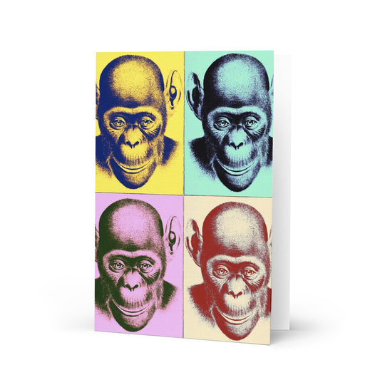 Blank Note Card-Pop Art Chimp - Premium  from Elementologie - Just $3.49! Shop now at Elementologie