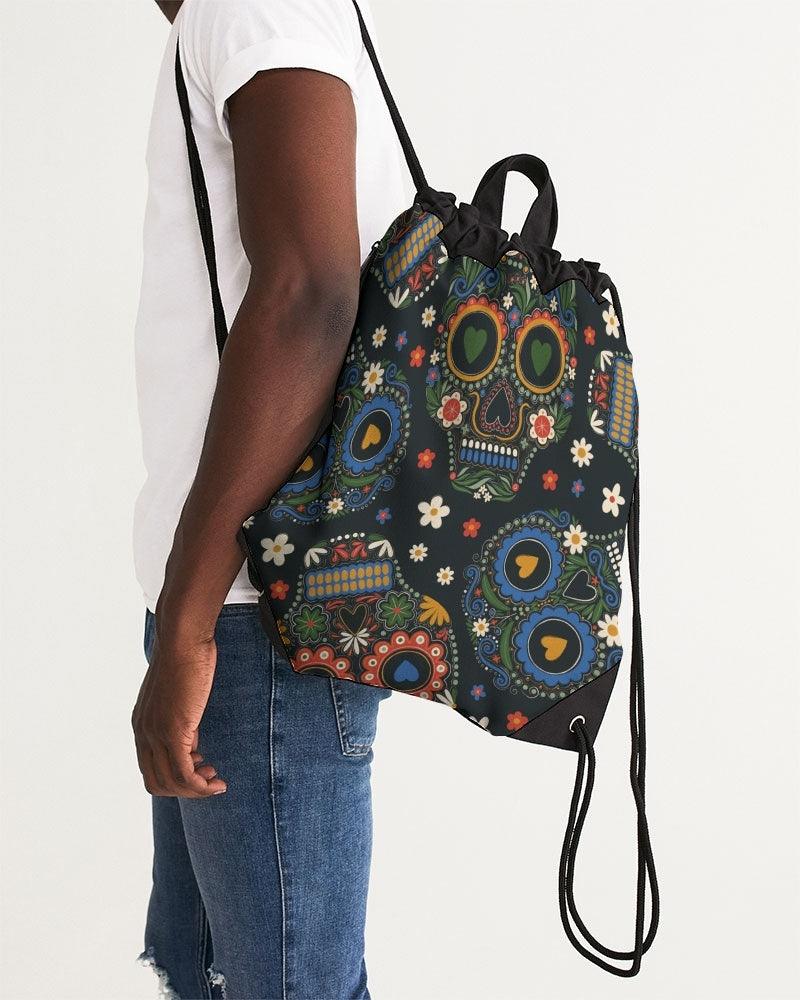 Canvas Drawstring Bag- Sugar Skulls - Premium  from Elementologie - Just $39! Shop now at Elementologie