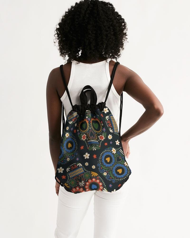 Canvas Drawstring Bag- Sugar Skulls - Premium  from Elementologie - Just $39! Shop now at Elementologie