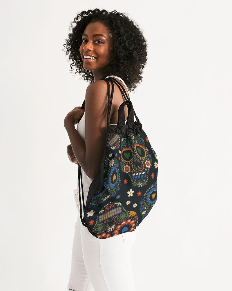 Canvas Drawstring Bag- Sugar Skulls - Premium  from Elementologie - Just $39! Shop now at Elementologie