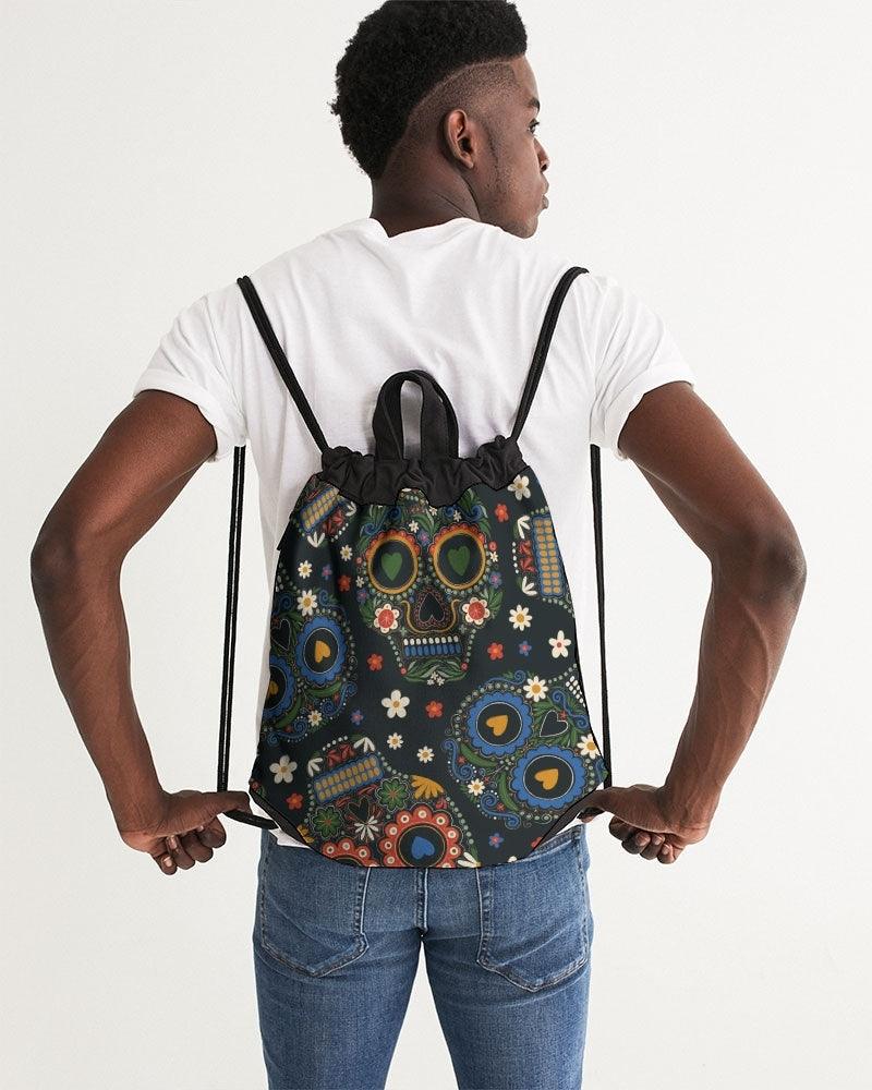 Canvas Drawstring Bag- Sugar Skulls - Premium  from Elementologie - Just $39! Shop now at Elementologie