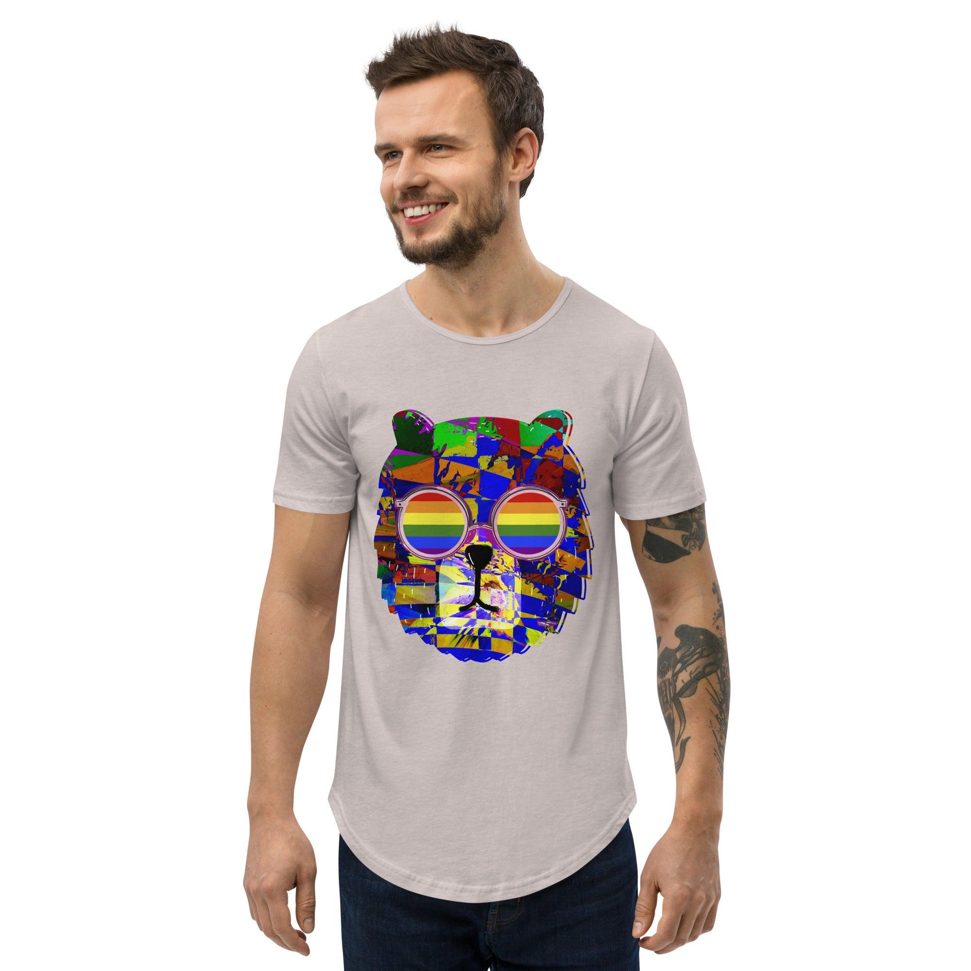 Men's Curved Hem T-Shirt-LGBTQ+ Bear - Elementologie