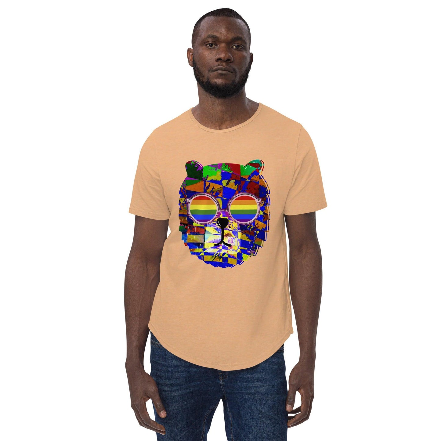 Men's Curved Hem T-Shirt-LGBTQ+ Bear - Premium  from Elementologie - Just $27.95! Shop now at Elementologie