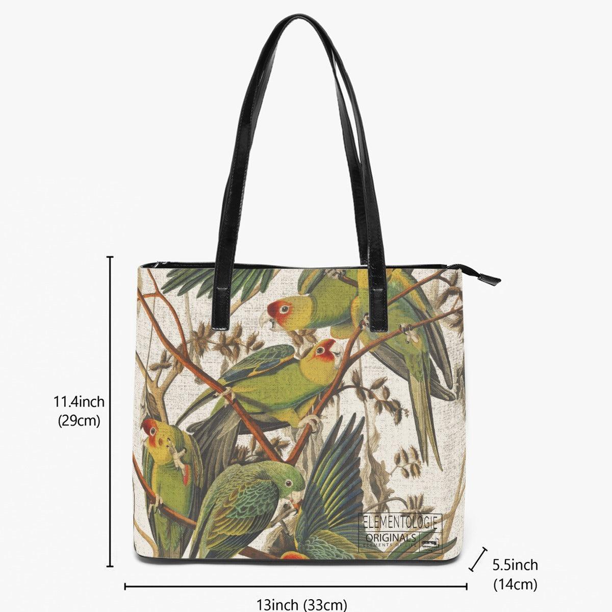 PU Leather Tote Bag-Jungle Parrots - Premium  from Elementologie - Just $64.99! Shop now at Elementologie