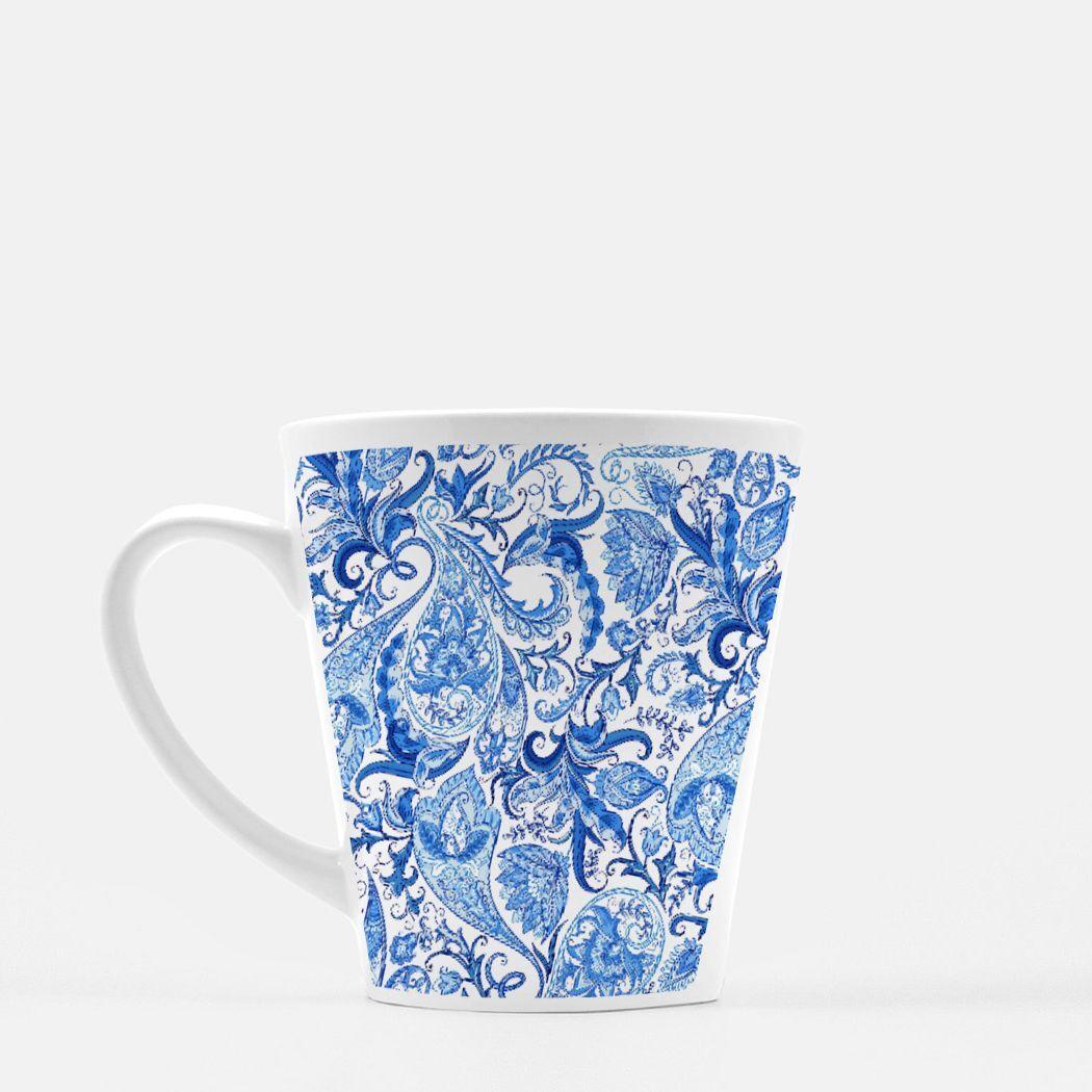 Latte Mug-French Bleu Paisley - Premium  from Elementologie - Just $21.95! Shop now at Elementologie