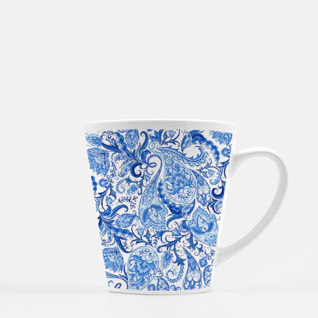 Latte Mug-French Bleu Paisley - Elementologie