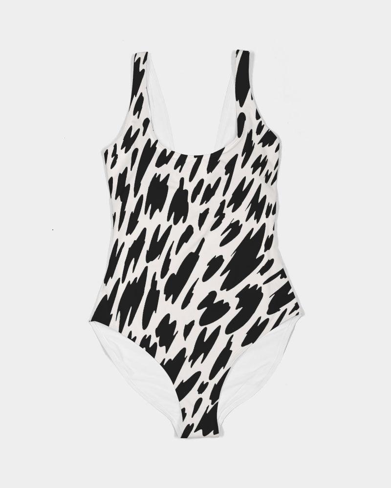 Women's One-Piece Swimsuit-Abstract Black Spots - Premium  from Elementologie - Just $49! Shop now at Elementologie