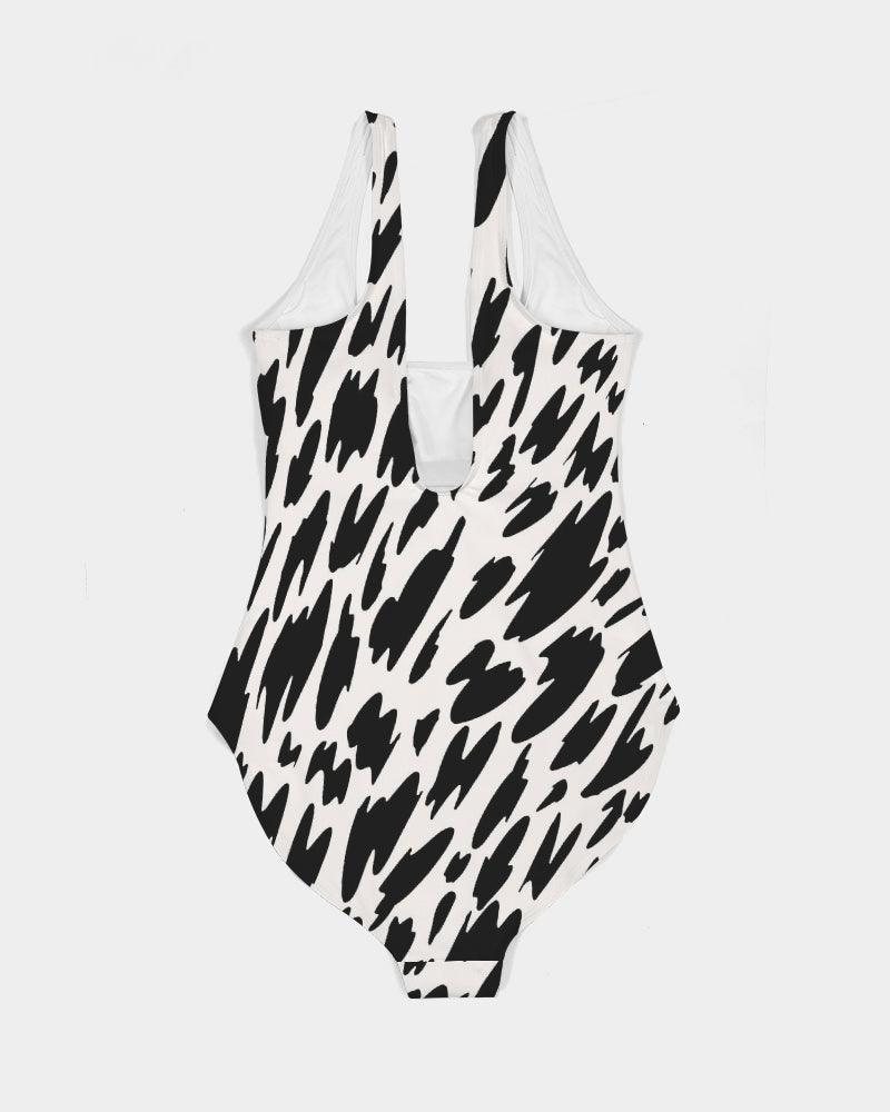 Women's One-Piece Swimsuit-Abstract Black Spots - Premium  from Elementologie - Just $49! Shop now at Elementologie