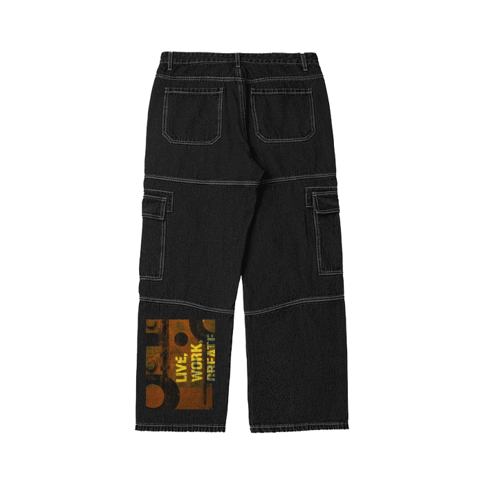 Unisex Pockets Wide-Legged Straight Cut Denim Jeans-Live, Work Create - Elementologie