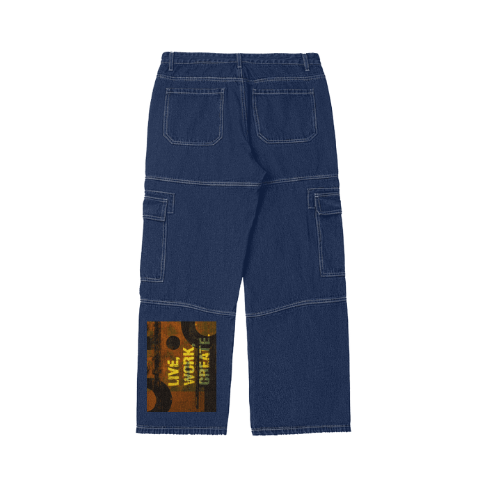 Unisex Pockets Wide-Legged Straight Cut Denim Jeans-Live, Work Create - Premium  from Elementologie - Just $49.99! Shop now at Elementologie