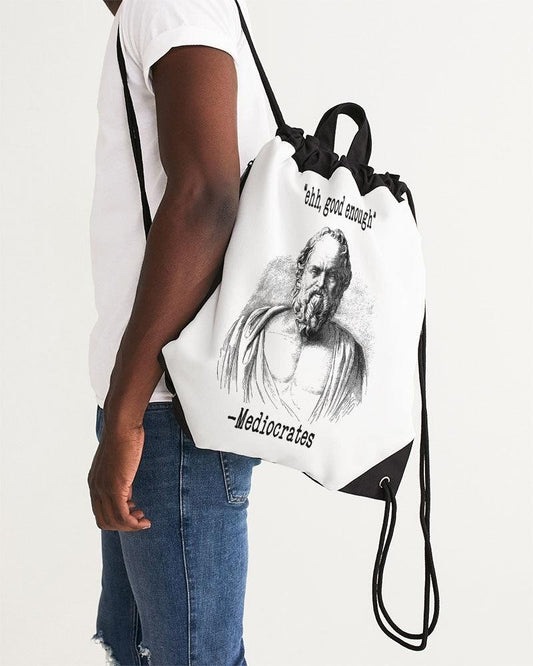 Canvas Drawstring Bag- Mediocrates - Premium  from Elementologie - Just $39! Shop now at Elementologie