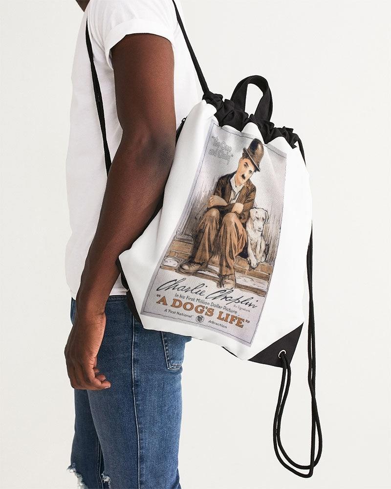 Canvas Drawstring Bag- Charlie Chaplin- A Dog's Life - Premium  from Elementologie - Just $39! Shop now at Elementologie