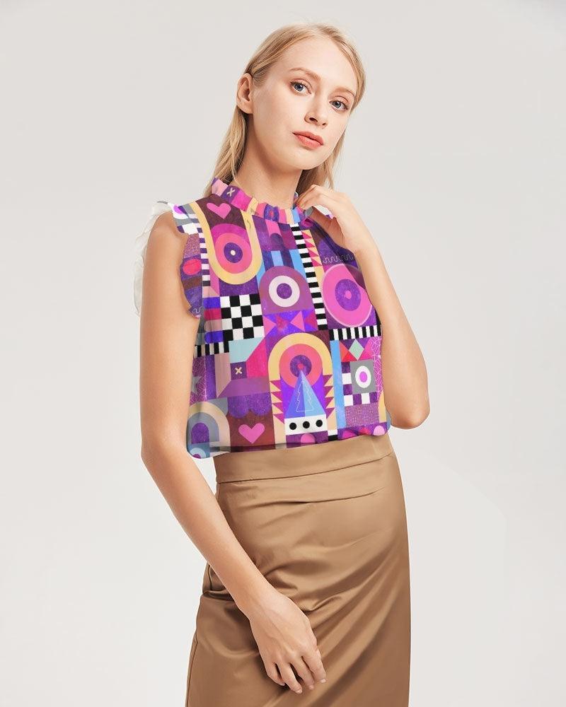 Women's Ruffle Sleeve Top-Pop Art No.46 - Premium  from Elementologie - Just $35.99! Shop now at Elementologie