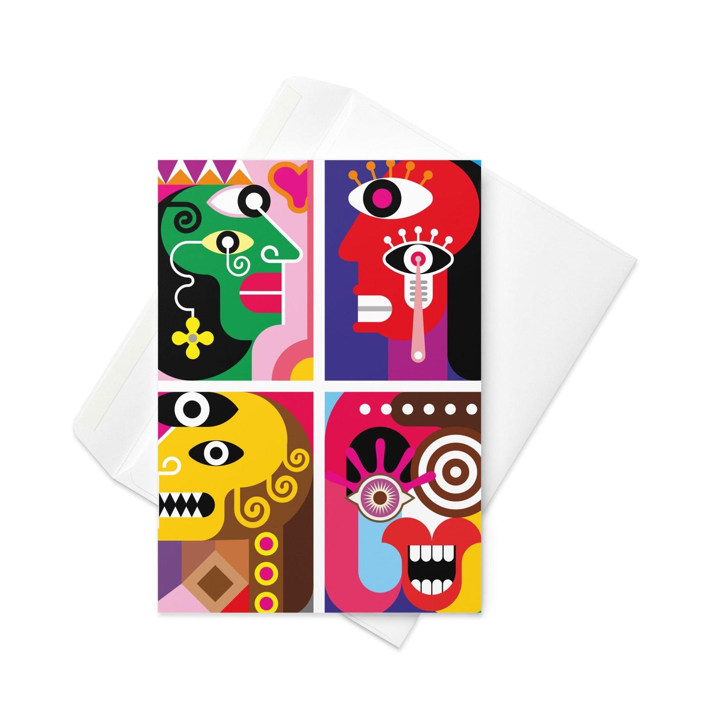 Blank Note Card-Four Faces - Premium  from Elementologie - Just $3.95! Shop now at Elementologie