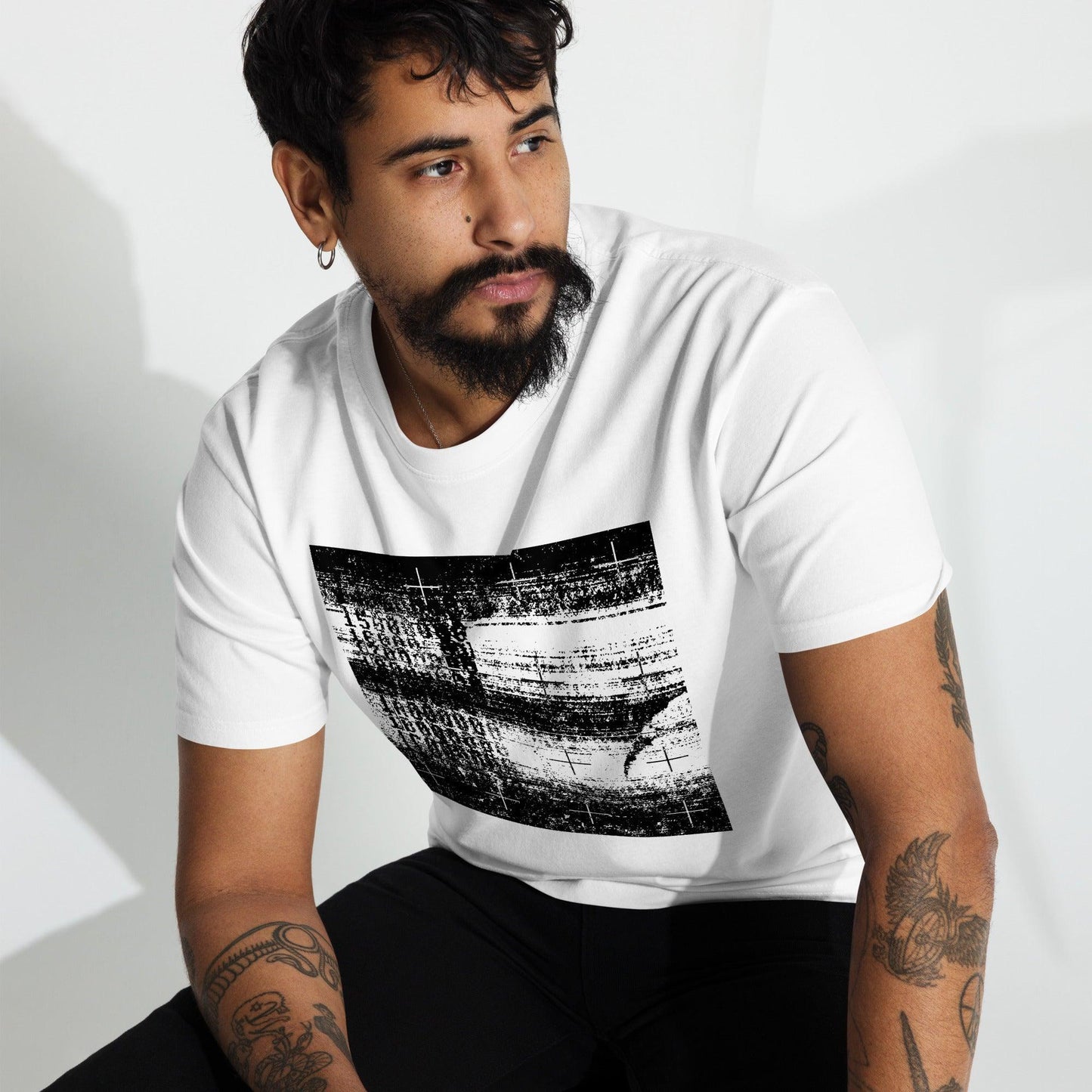 Men’s Premium Heavyweight Tee-Glitch Pattern - Premium  from Elementologie - Just $35.95! Shop now at Elementologie