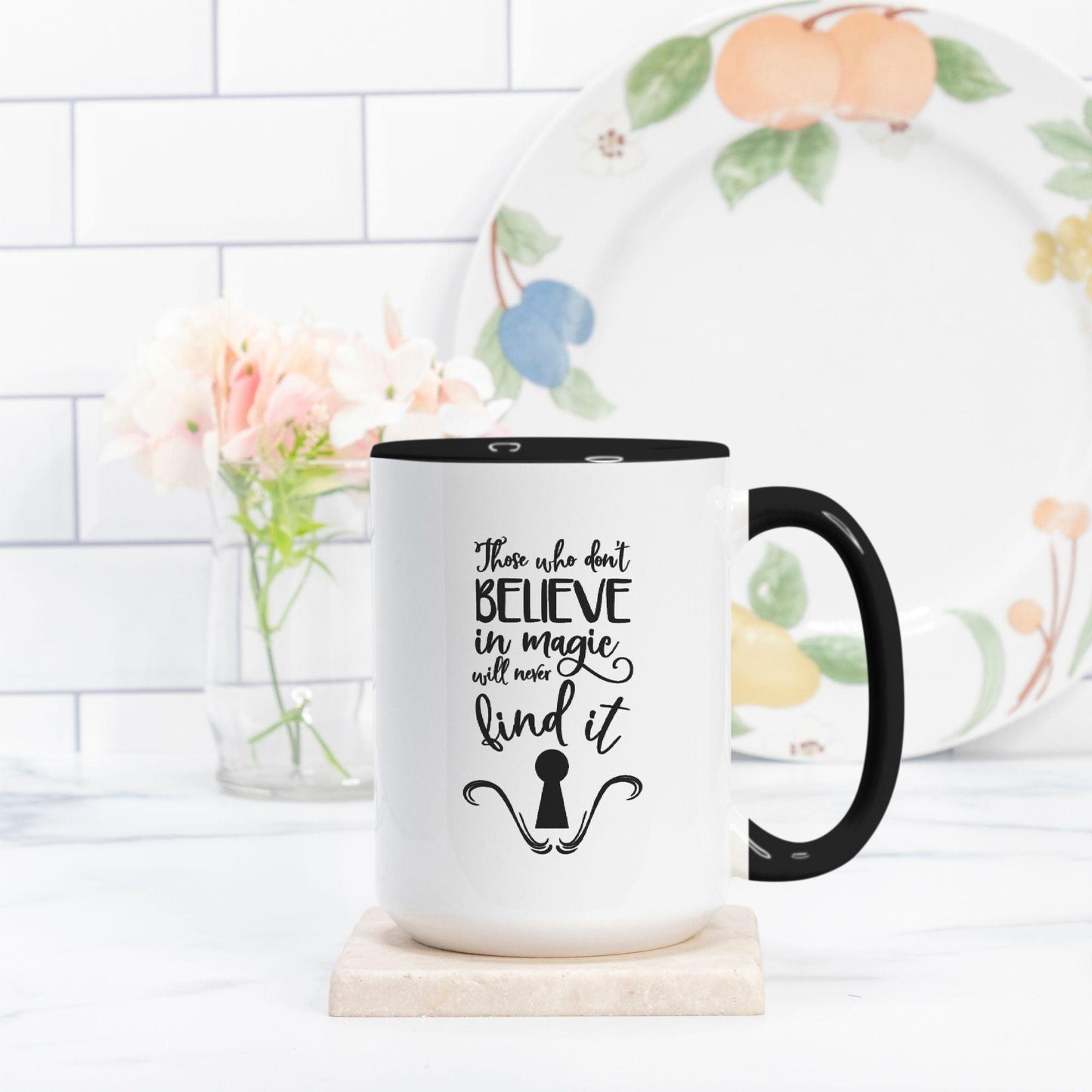 Coffee Mug Deluxe 15oz. (Black + White) - Premium  from Elementologie - Just $18! Shop now at Elementologie