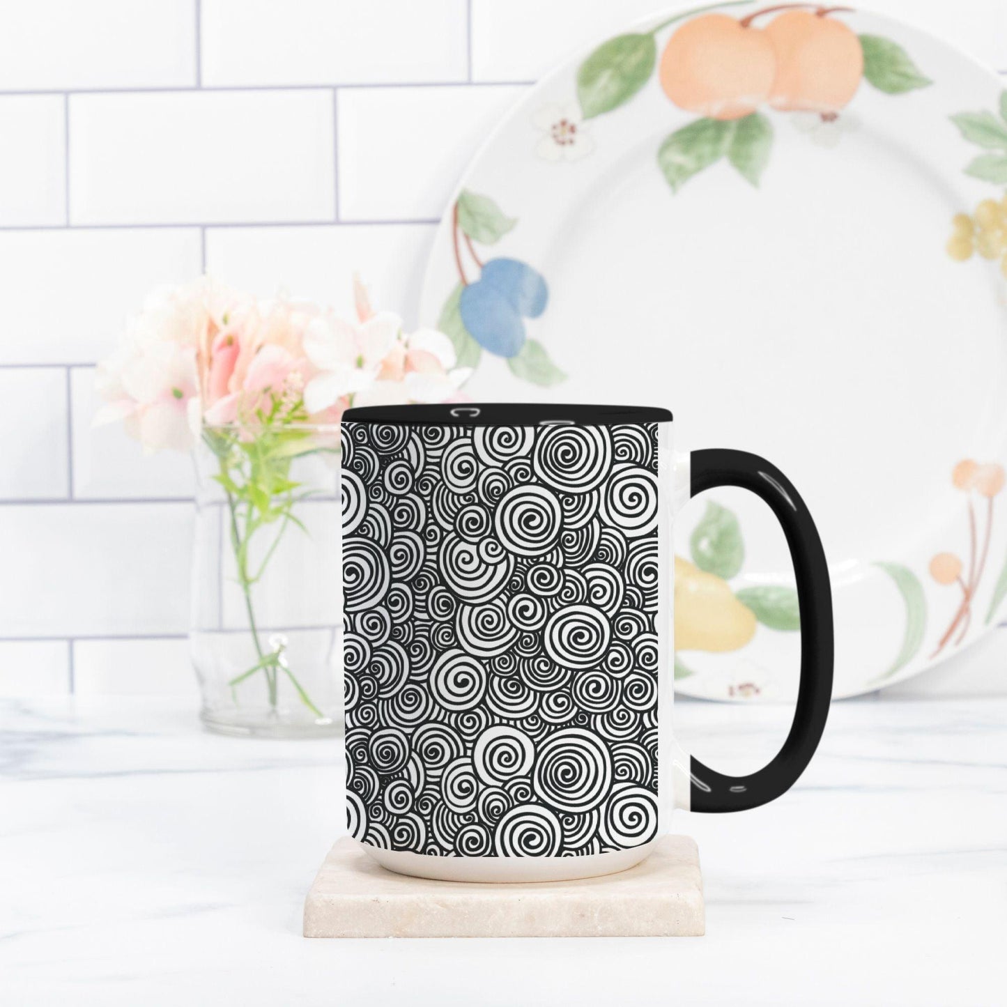 Coffee Mug Deluxe 15oz. Swirls - Premium  from Elementologie - Just $18! Shop now at Elementologie