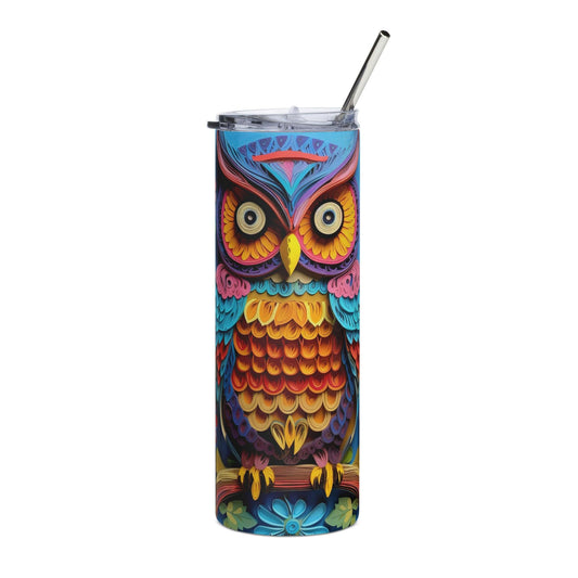 Stainless Steel Tumbler-Owl - Premium  from Elementologie - Just $25.95! Shop now at Elementologie