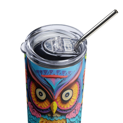 Stainless Steel Tumbler-Owl - Premium  from Elementologie - Just $25.95! Shop now at Elementologie