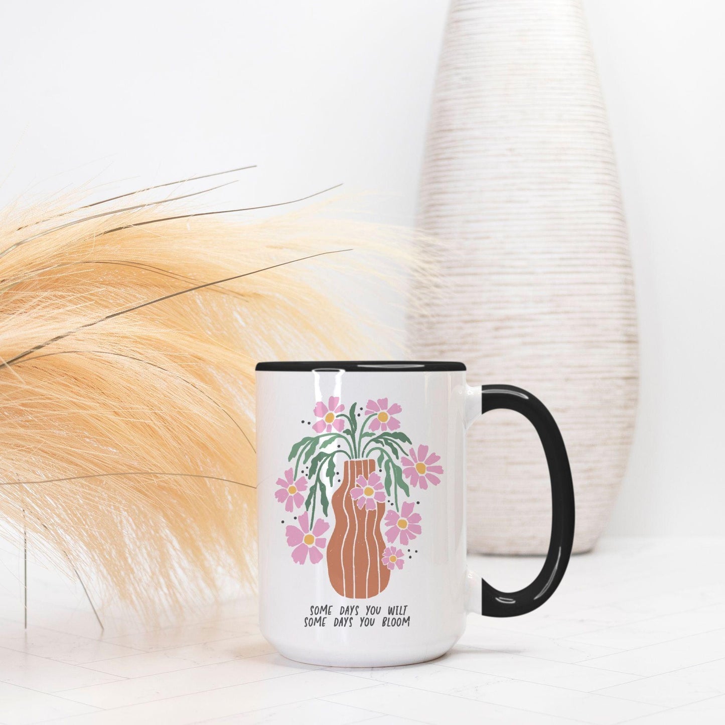 Coffee Mug Deluxe 15oz. Boho Flowers - Premium  from Elementologie - Just $18! Shop now at Elementologie