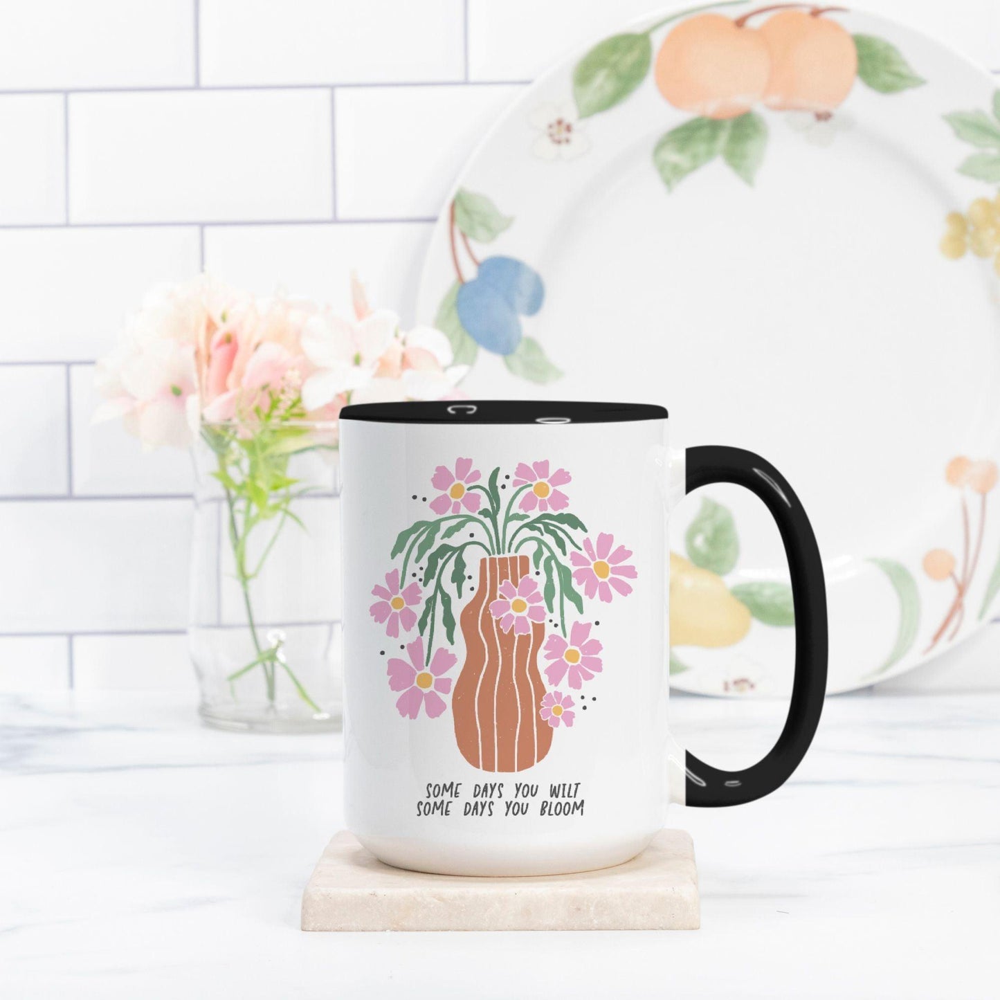 Coffee Mug Deluxe 15oz. Boho Flowers - Premium  from Elementologie - Just $18! Shop now at Elementologie