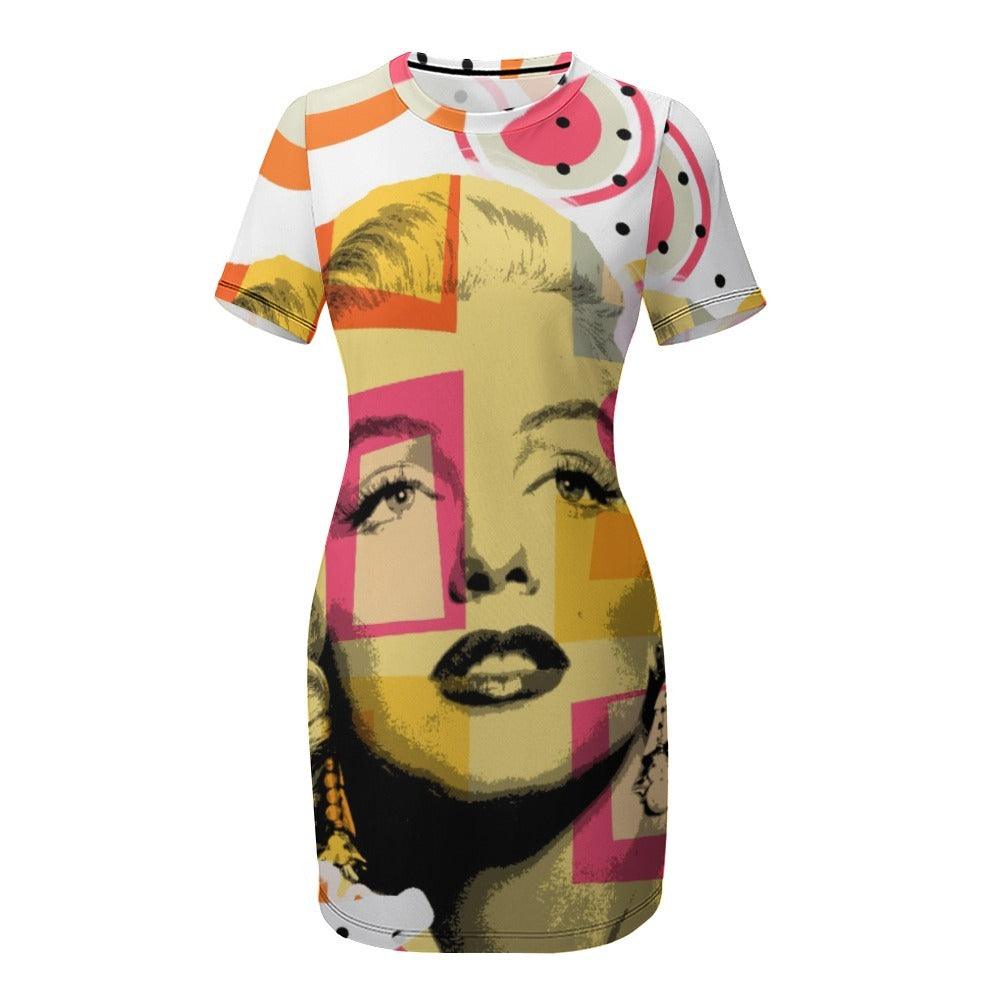 Crew Neck Short Sleeve Dress-Pop Art Marilyn - Premium  from Elementologie - Just $29.99! Shop now at Elementologie