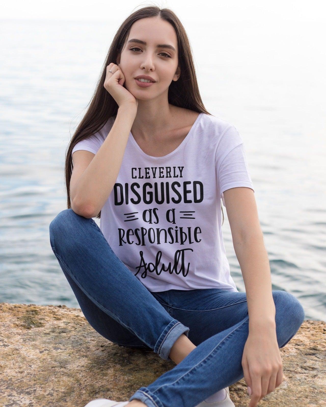 Women’s Boyfriend T-shirt-Cleverly Disguised as an Adult - Elementologie