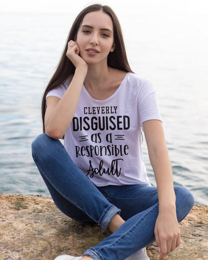 Women’s Boyfriend T-shirt-Cleverly Disguised as an Adult - Premium  from Elementologie - Just $24.99! Shop now at Elementologie