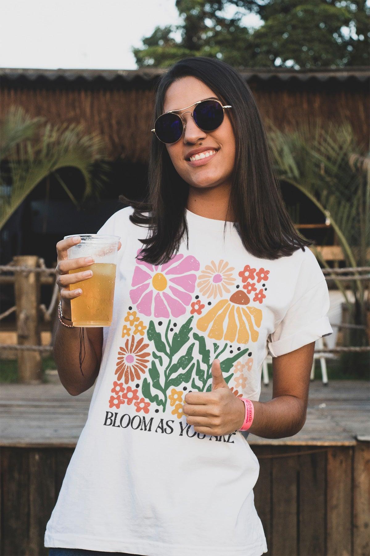 Women’s Boyfriend T-shirt-Bloom As You Are - Premium  from Elementologie - Just $24.99! Shop now at Elementologie