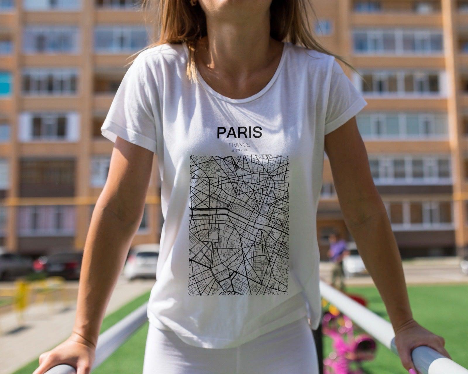 Women’s Boyfriend T-shirt-Paris Map - Elementologie