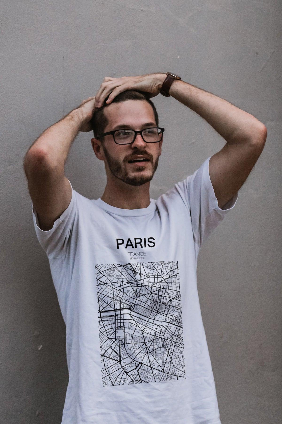 Men's Premium Short Sleeve Tee-Paris Map - Elementologie