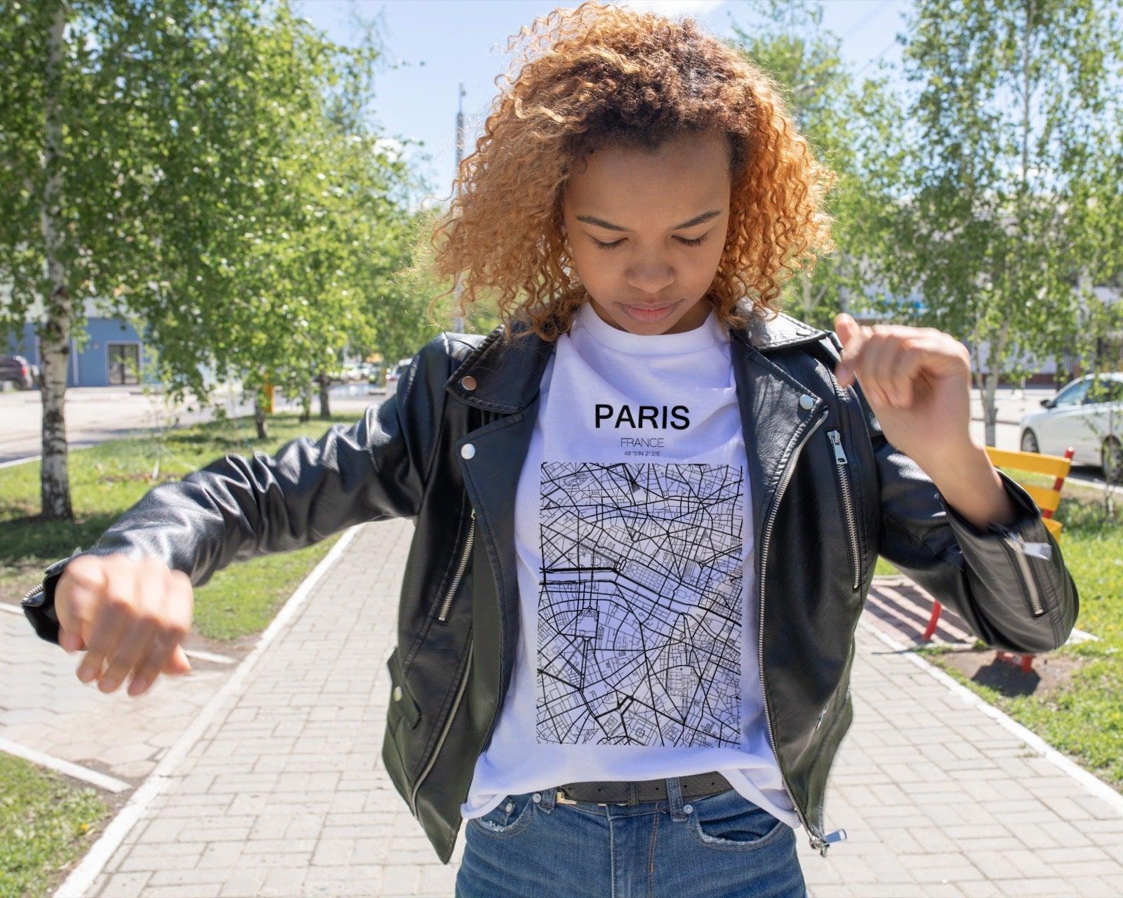 Women’s Boyfriend T-shirt-Paris Map - Elementologie