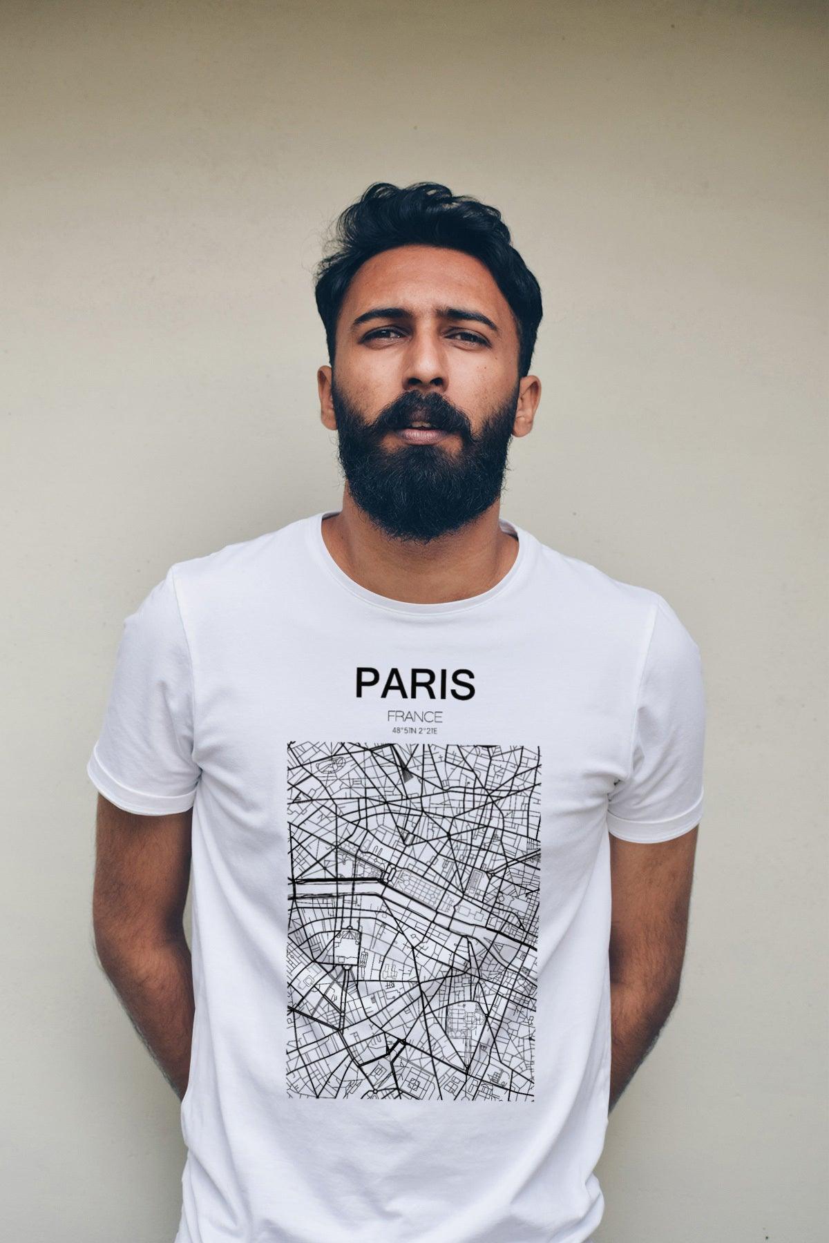 Men's Premium Short Sleeve Tee-Paris Map - Elementologie