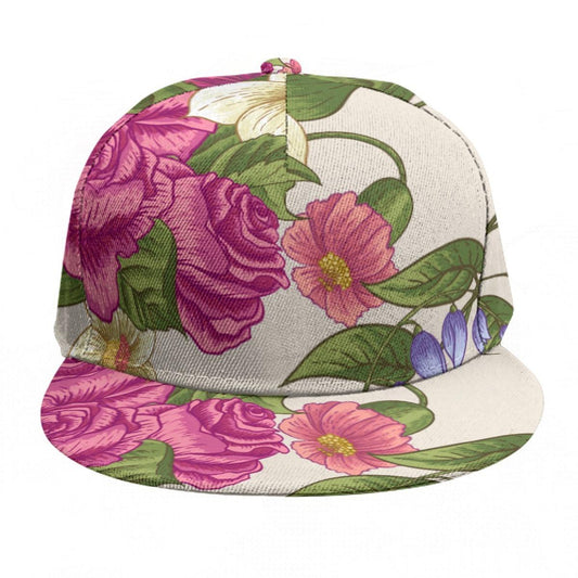 Flat Brim Hat- Blooms - Premium  from Elementologie - Just $12.99! Shop now at Elementologie