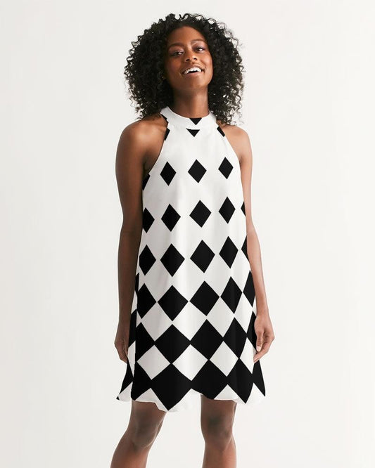 Women's Halter Dress-Check It Out - Premium  from Elementologie - Just $49.99! Shop now at Elementologie
