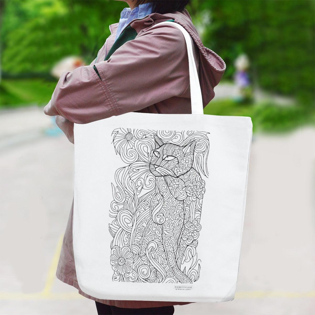 Large Canvas Bag With Shoulder Strap-pURR-fECT - Elementologie