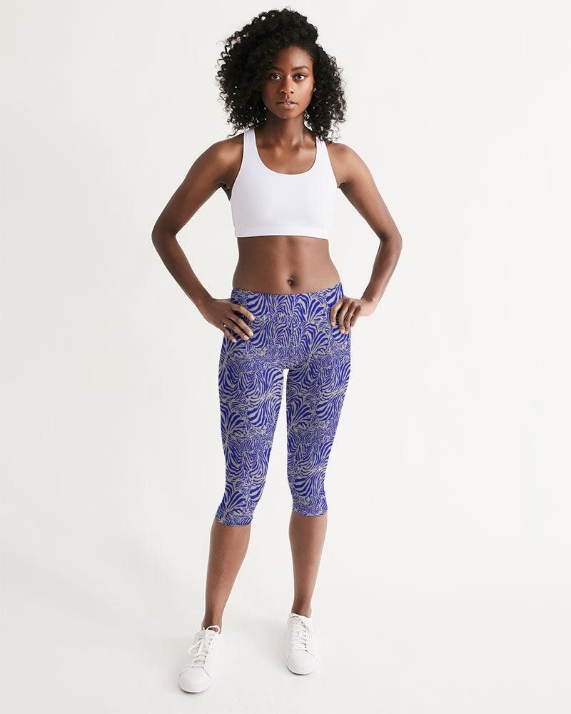 Yoga Capri Leggings-Blue Safari Collection - Premium  from Elementologie - Just $44.95! Shop now at Elementologie