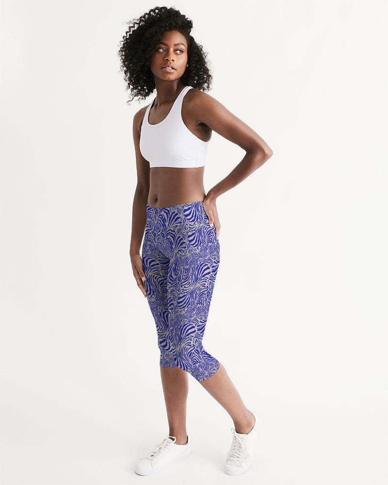 Yoga Capri Leggings-Blue Safari Collection - Premium  from Elementologie - Just $44.95! Shop now at Elementologie