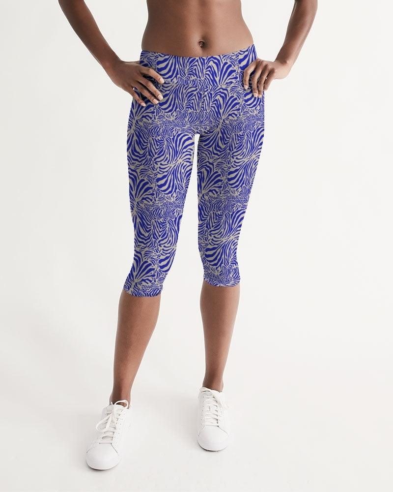 Yoga Capri Leggings-Blue Safari Collection - Premium  from Elementologie - Just $44.95! Shop now at Elementologie