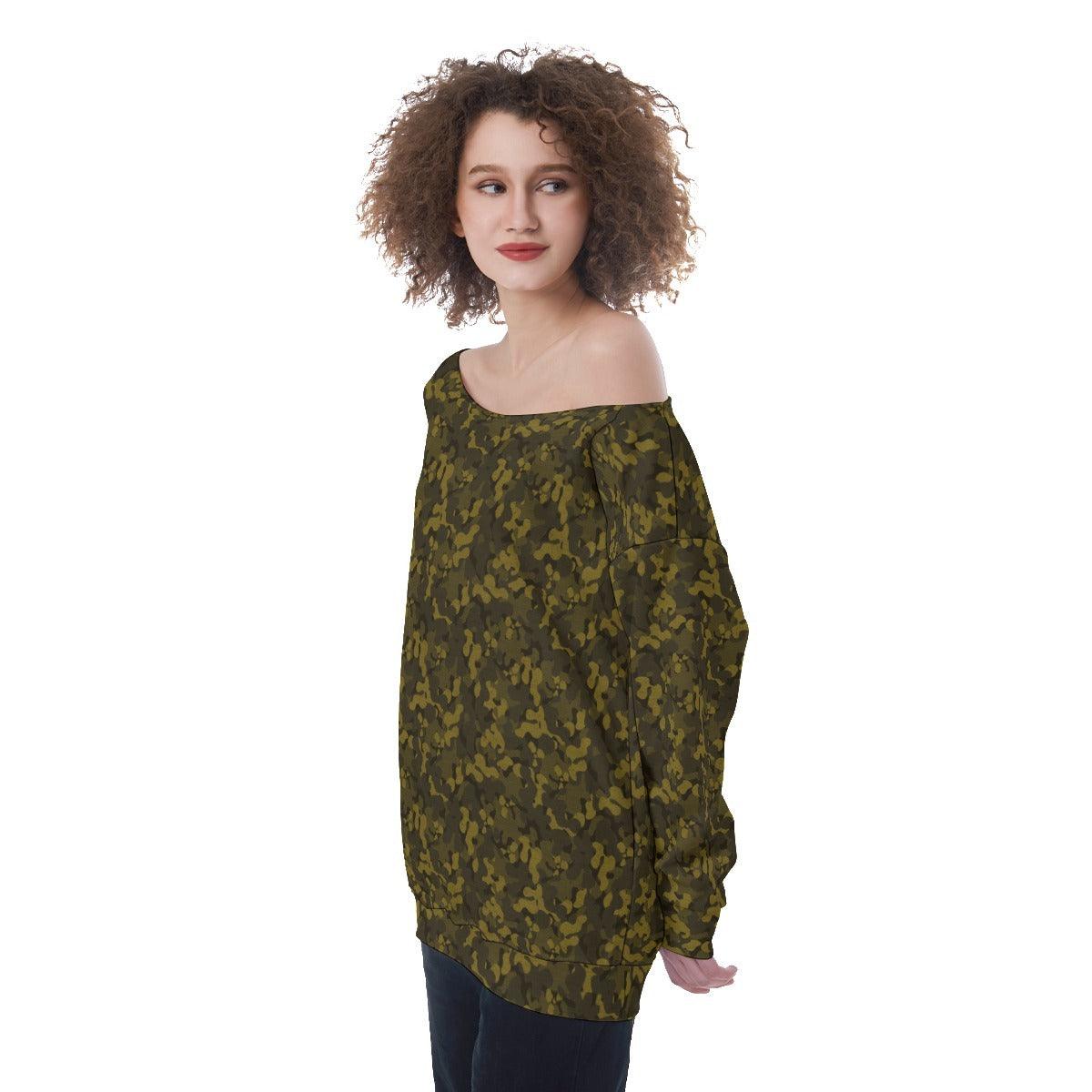 Oversized Women's Off-Shoulder Sweatshirt-Camo Collection - Premium  from Elementologie - Just $42.99! Shop now at Elementologie