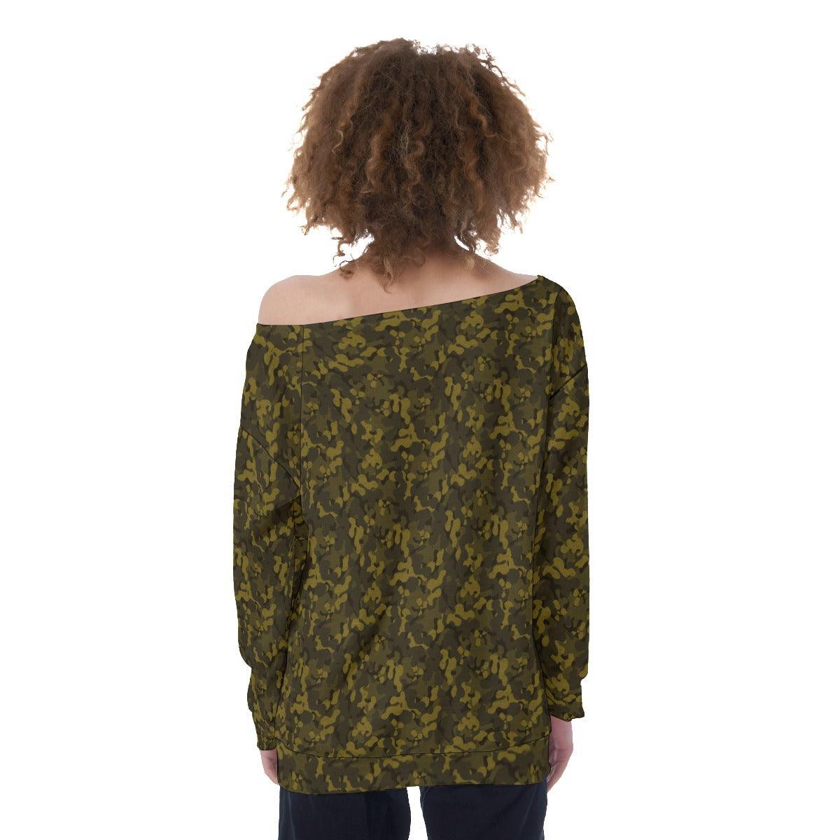 Oversized Women's Off-Shoulder Sweatshirt-Camo Collection - Premium  from Elementologie - Just $42.99! Shop now at Elementologie