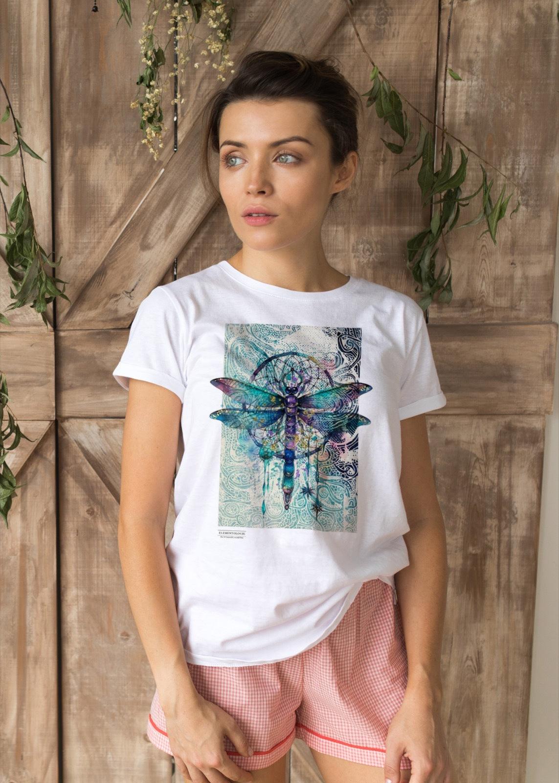 Women’s Boyfriend T-shirt-Dragonfly Collection - Premium  from Elementologie - Just $24.99! Shop now at Elementologie