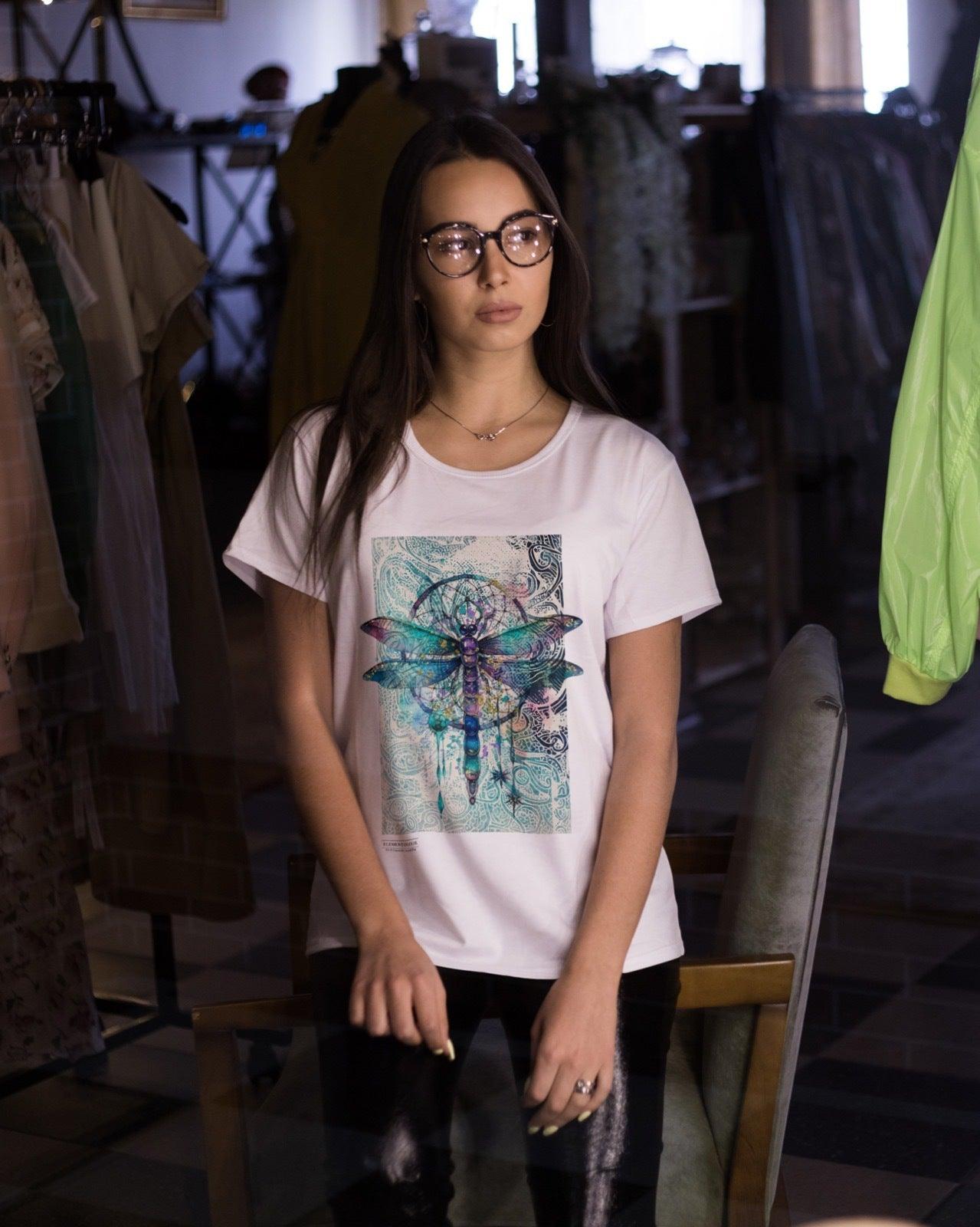 Women’s Boyfriend T-shirt-Dragonfly Collection - Premium  from Elementologie - Just $24.99! Shop now at Elementologie